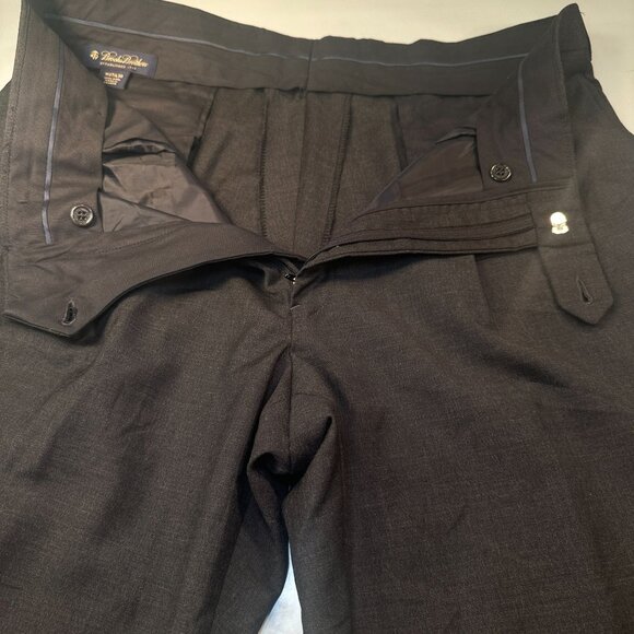 Brooks Brothers Loro Piana Italy Wool Slacks Mens Pleated Cuffed Trousers Pants - Picture 9 of 16
